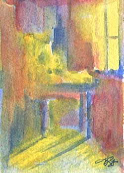 December - "Room" by Peg Ginsberg, Blue Mounds WI - Watercolor - SOLD